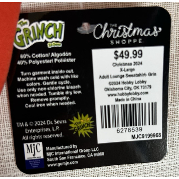 Dr. Seuss The Grinch Merry Grinchmas Christmas Sweatshirt Adult XL Red Ugly - Picture 5 of 8